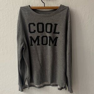Cool Mom Oversized Positives Tees XL Side Slit Gray Sweater Lightweight